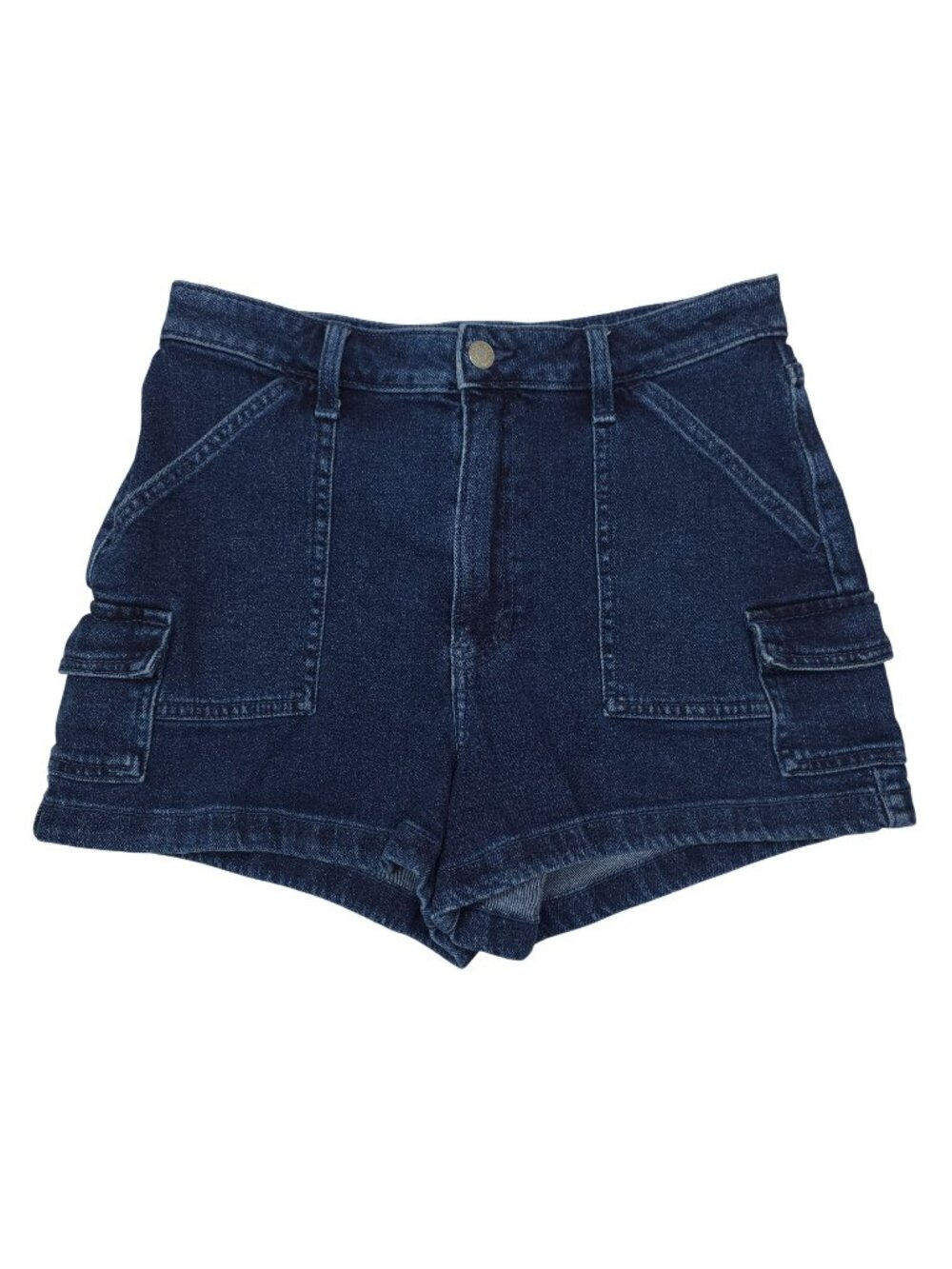 Hollister Ultra High-Rise Mom Denim Shorts 3" Size 9/8 29W Stretchy Cargo Blue